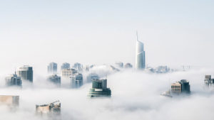 futuristic city in the clouds
