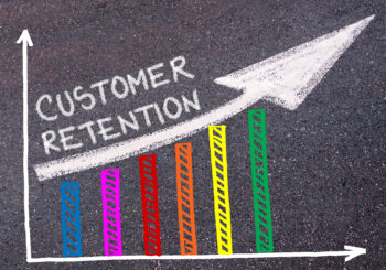 A arrow showing increased customer retention on a chart.